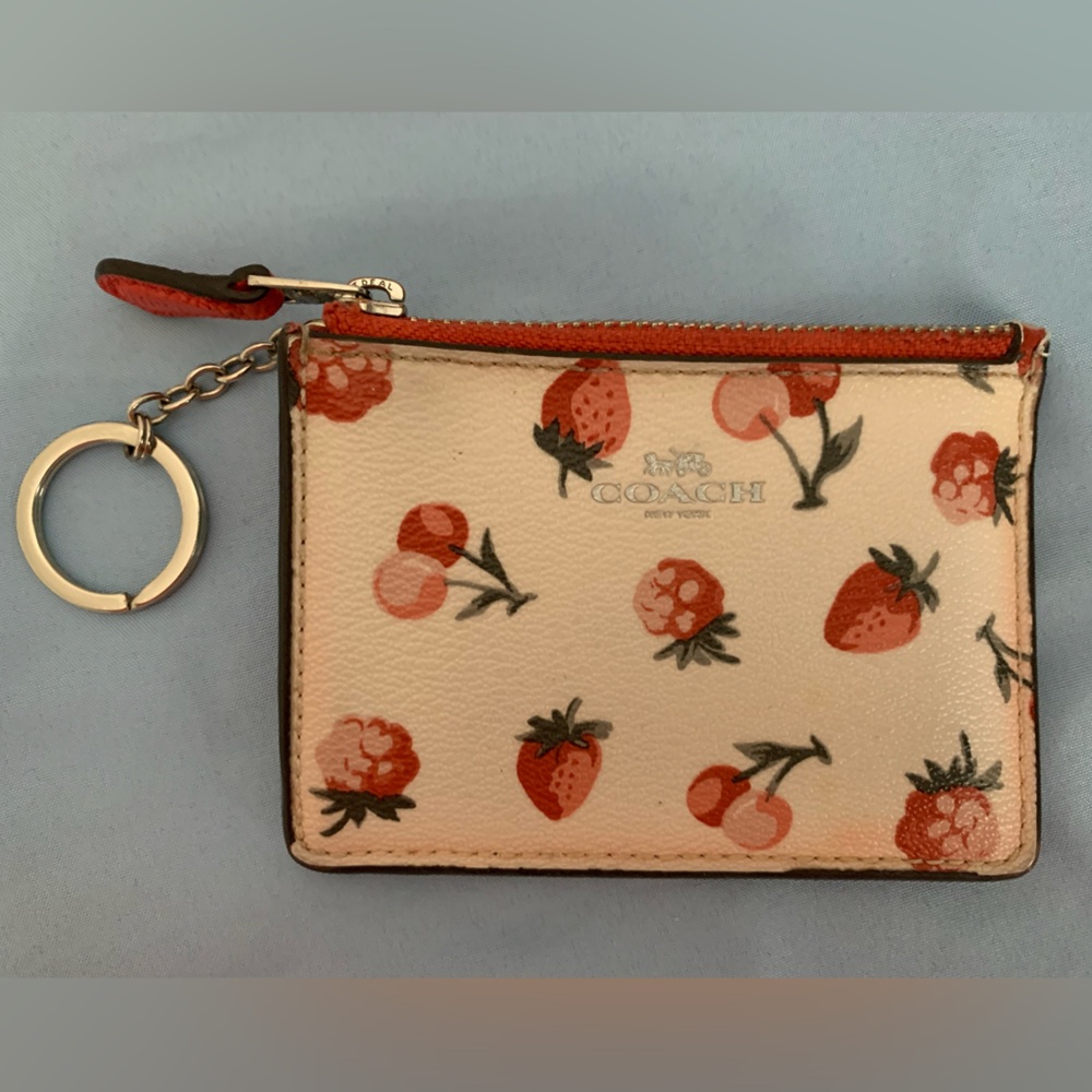 Coach Strawberry Print Card Holder